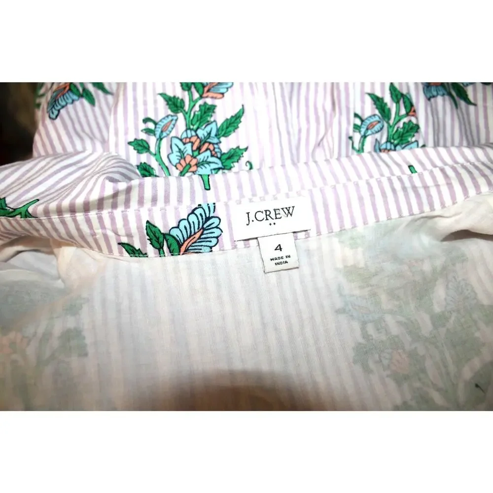 J. Crew Floral Print Striped Midi Shirt Dress sz 4